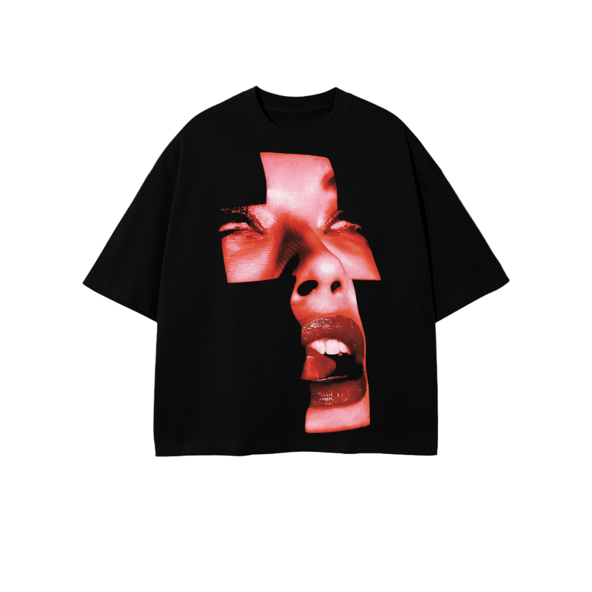 "Cross Faded" Cropped Oversized T-shirt