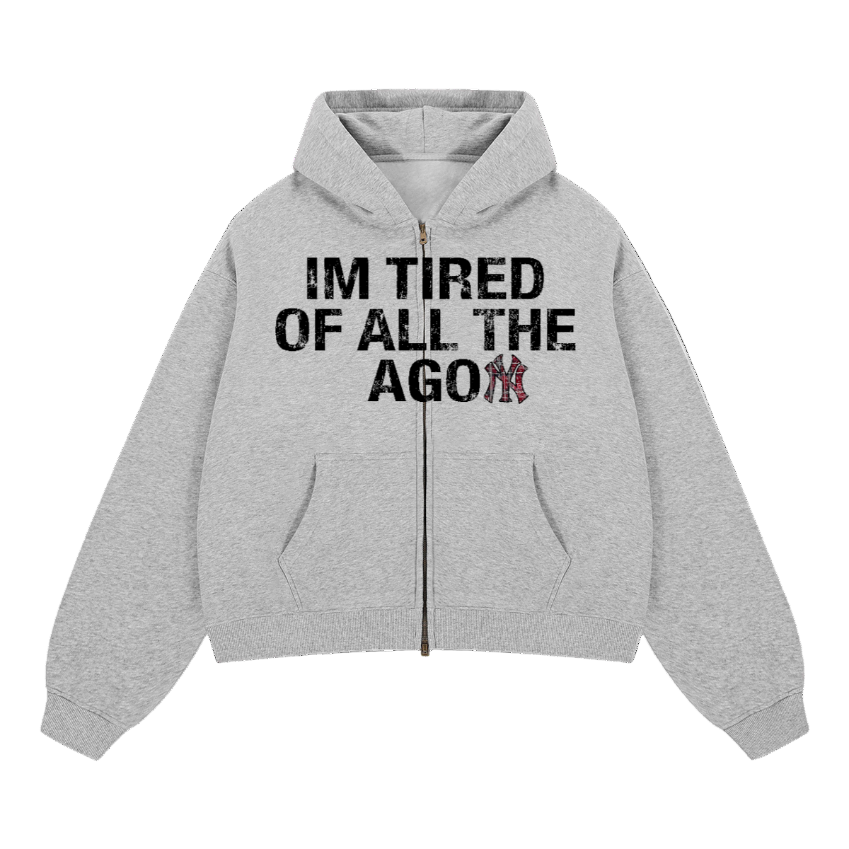 "AgoNY" Cropped Zip-up Hoodie(380GSM)