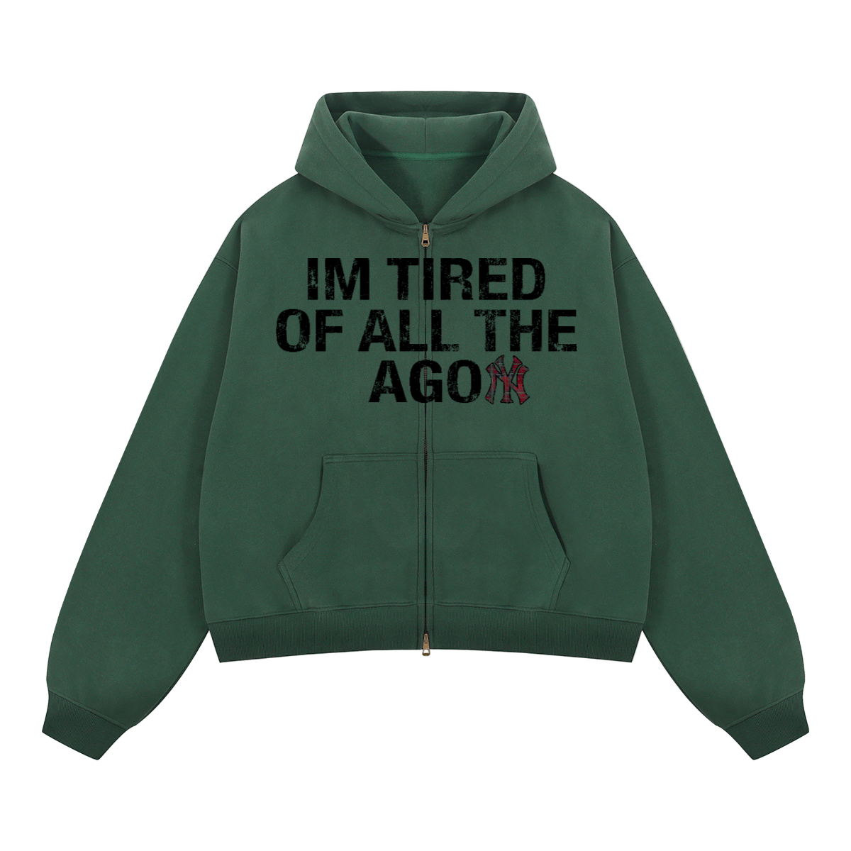 "AgoNY" Cropped Zip-up Hoodie(380GSM)