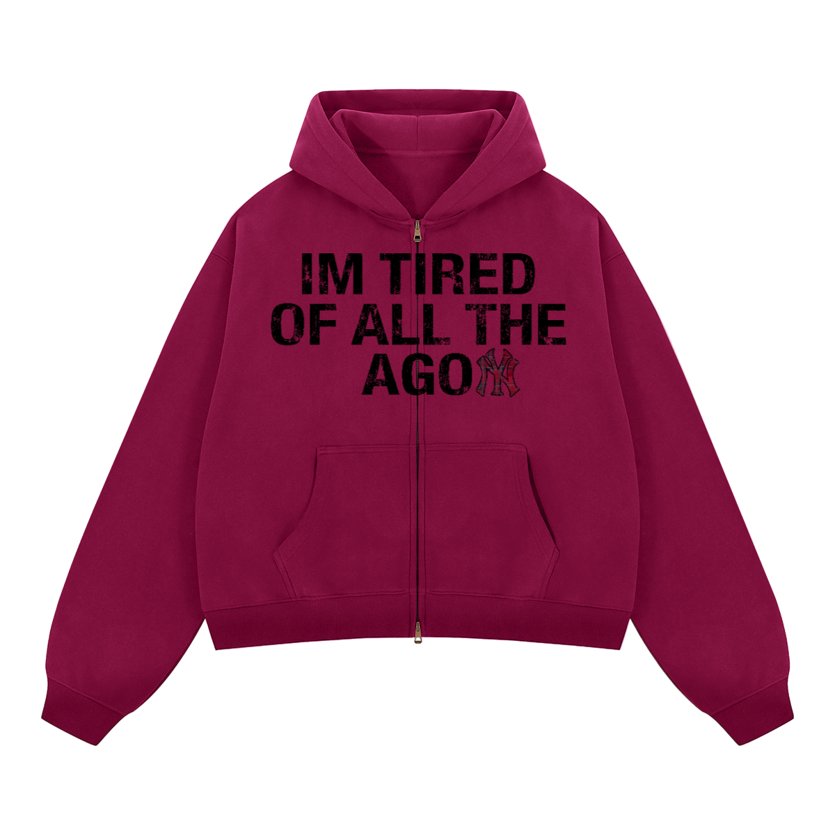 "AgoNY" Cropped Zip-up Hoodie(380GSM)