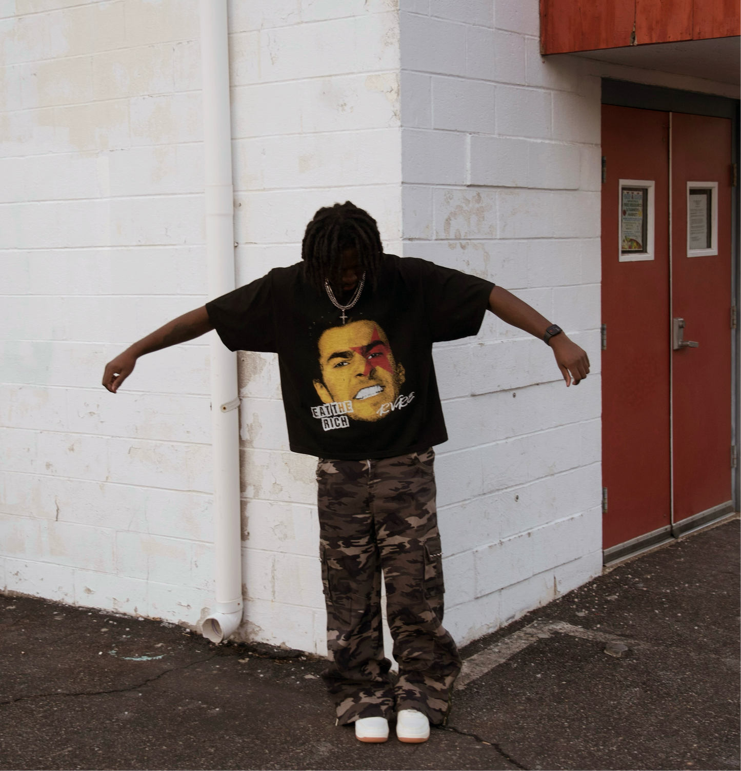 "EAT THE RICH" Oversized Cropped T-Shirt(280GSM)
